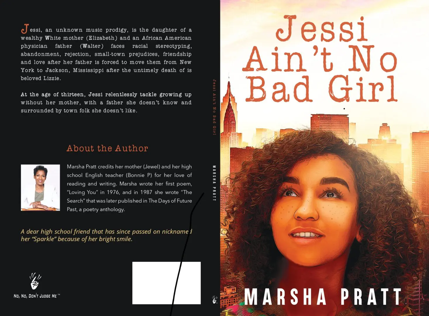 A book cover with a girl smiling and the title of the book.